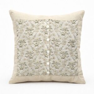 Bella Notte Linens Decorative Accent Pillow Floral Brocade Pearl Button‎ 31x30